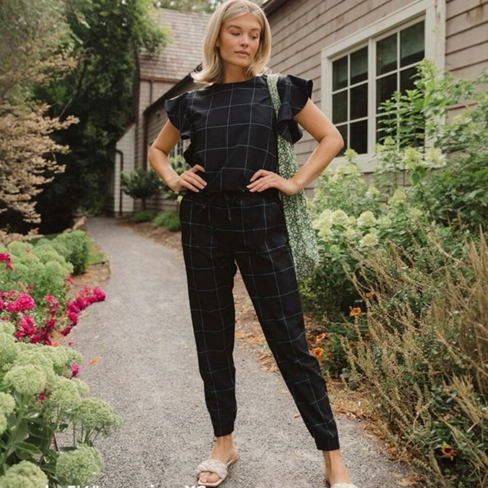 Albion Black Windowpane Jumpsuit